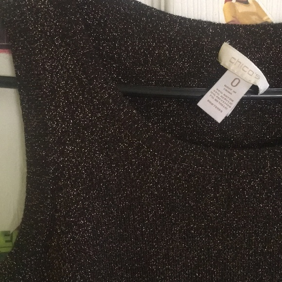 CHICO’S BLACK W/ GOLD SPARKLES DRESS TANK SIZE 0 - Picture 4 of 4
